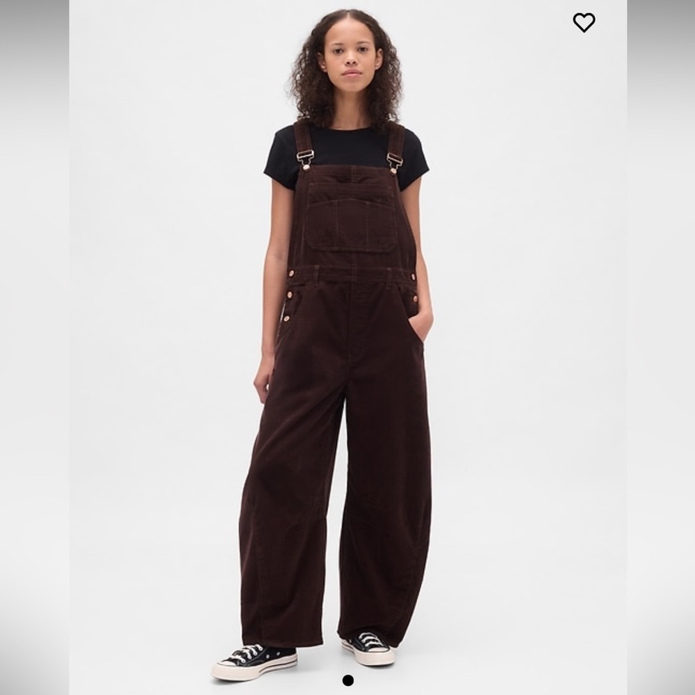 GAP Corduroy Horseshoe Petite Overalls - Dark Brown